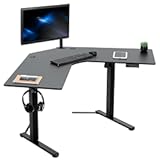 Electric Corner L-Shaped 47 x 47 in Standing Desk&comma; Memory Height Adjustment&comma; Black Top Black Frame&comma; DESK-E1L94B