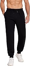 PINSPARK Men's Fleece Lined Joggers with Zipper Pockets Cotton Athletic Sweat Pants for Mens Casual Heavyweight Lounge Pants
