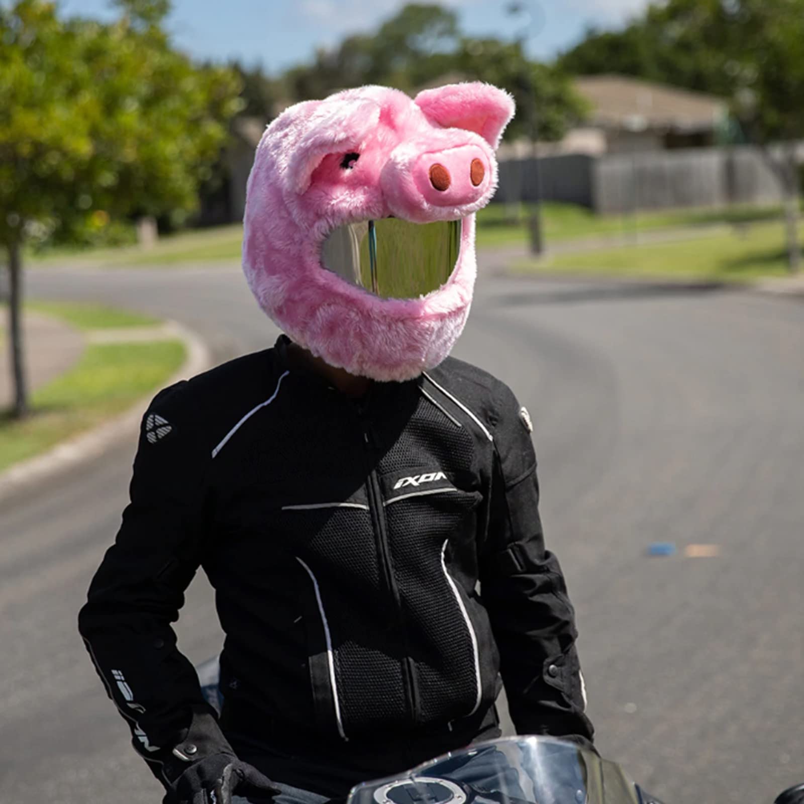 Housse De Casque Moto En Peluche Tête De Cochon Pour Halloween – Déco Mignonne, Ne Gêne Pas La Vue