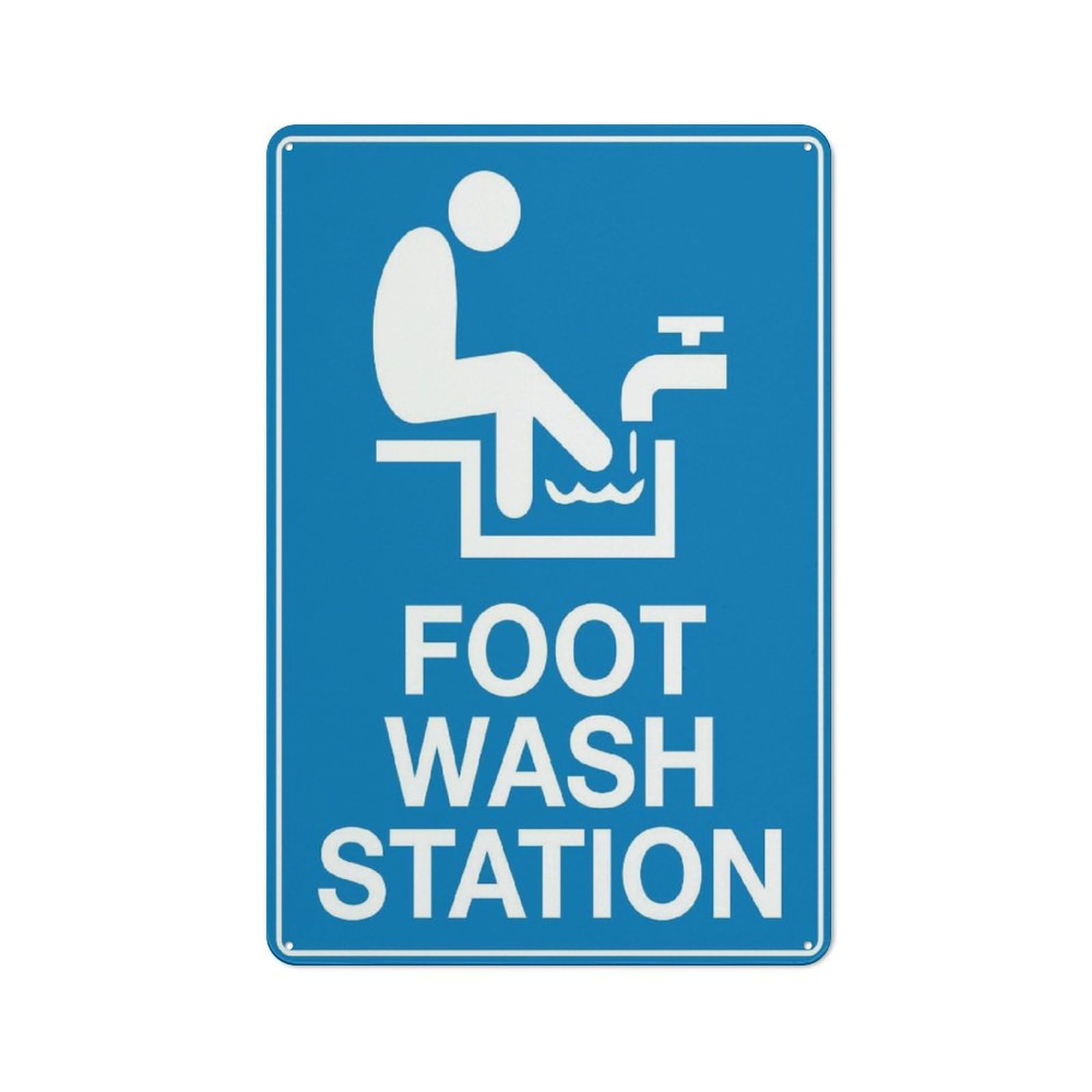 Tin Sign Foot Wash Station 8"x12" Aluminum Sign - Rust-Resistant, Weather-Durable, Easy to Mount