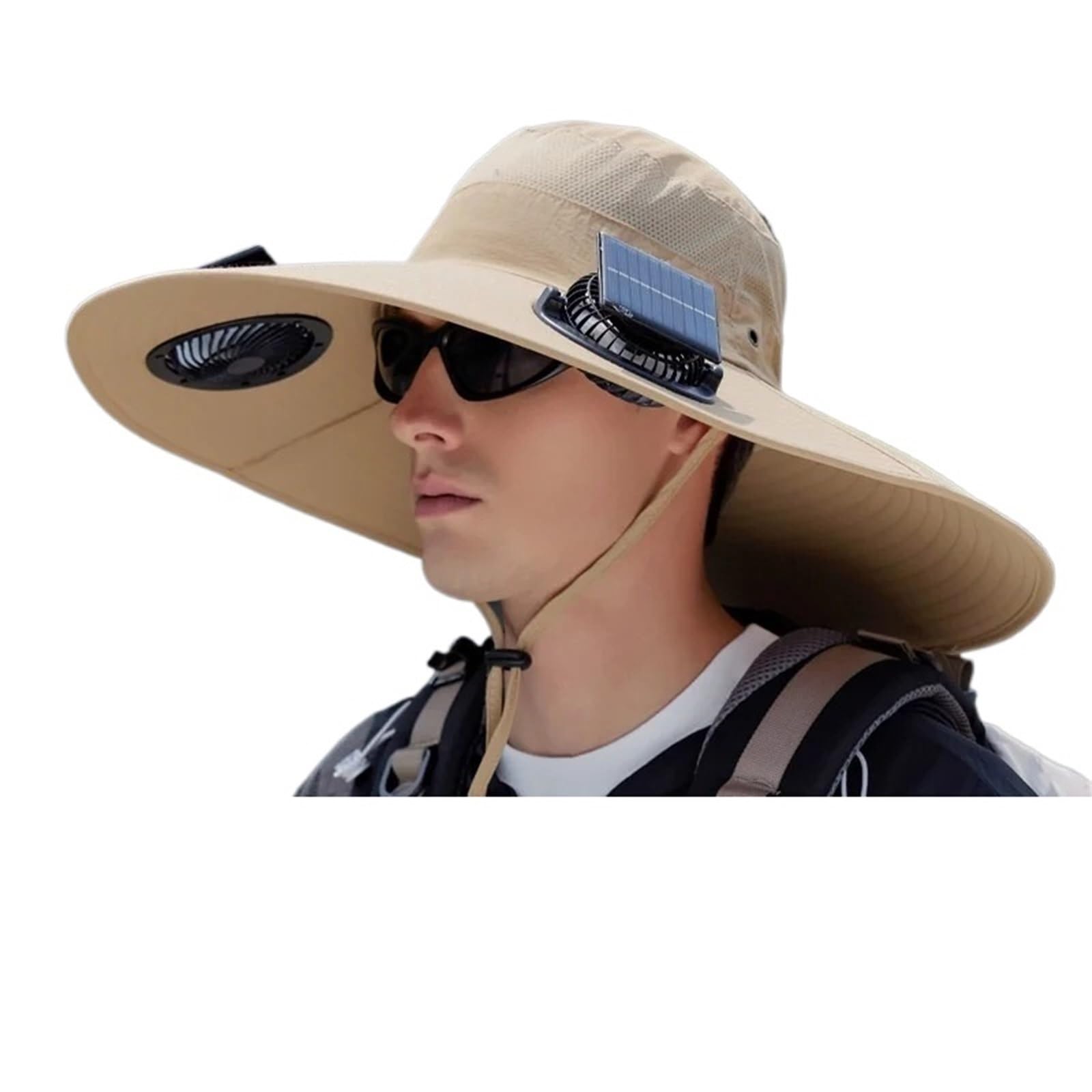 ERHTGUO Summer Solar Powered Dual Fan Hat For Outdoor Hiking, Fishing,sunshade, Large Eave Quick Drying Waterproof Fisherman(Color 1)