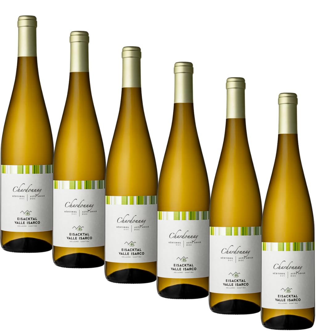 SUPER OFFERTA Chardonnay Alto Adige DOC | Vino BIANCO | Eisacktal Kellerei Valle Isarco | Alto Adige | 6 Bottiglie 75cl | Idea Regalo