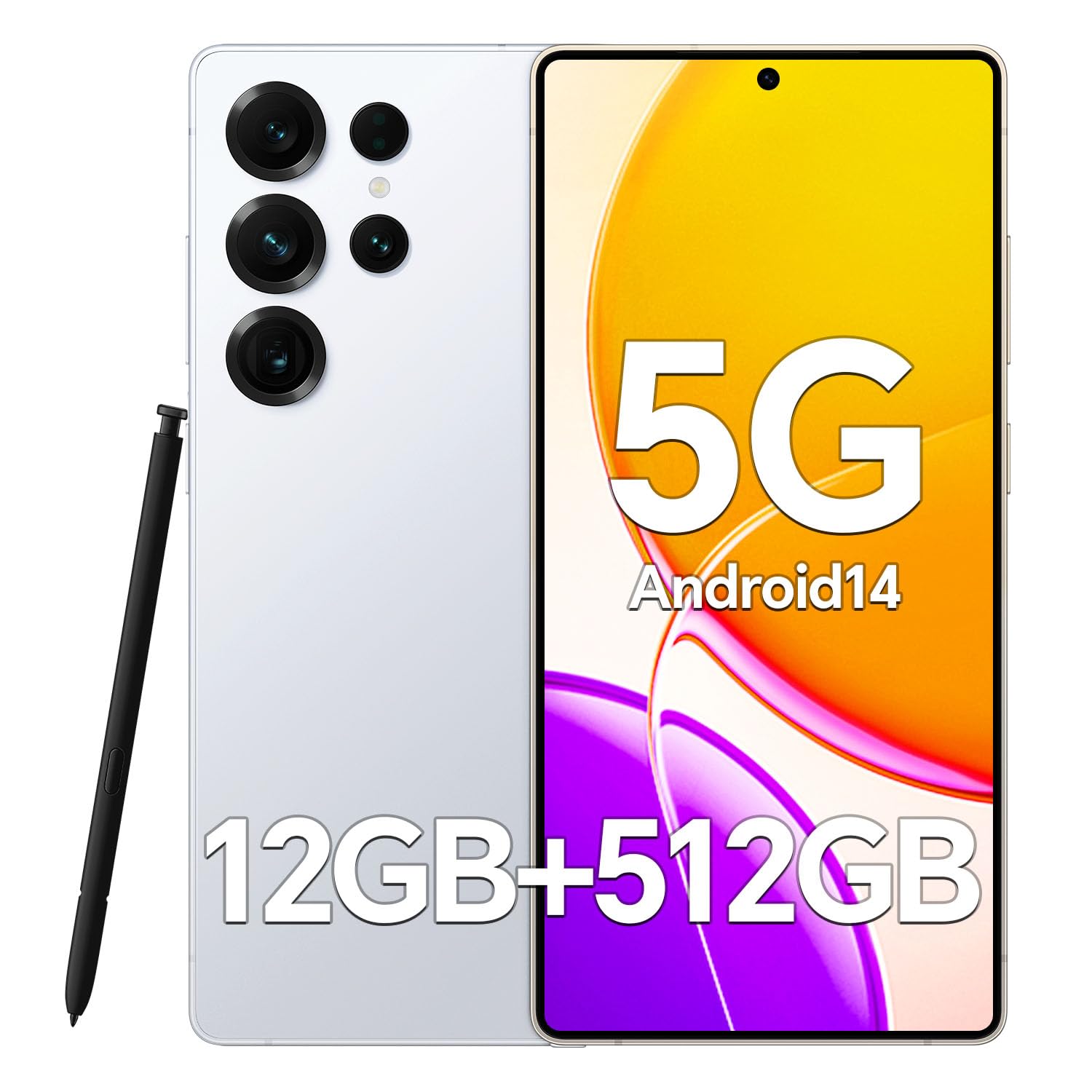 SUNSAMITOF17 Promax Unlocked Phones, 12GB+512GB Android Smartphone, 6.7''HD Screen, 108MP+48MP Camera Unlocked Smartphone, Long Battery Life 6800mAh, Face ID/GPS/5G (Cyan)