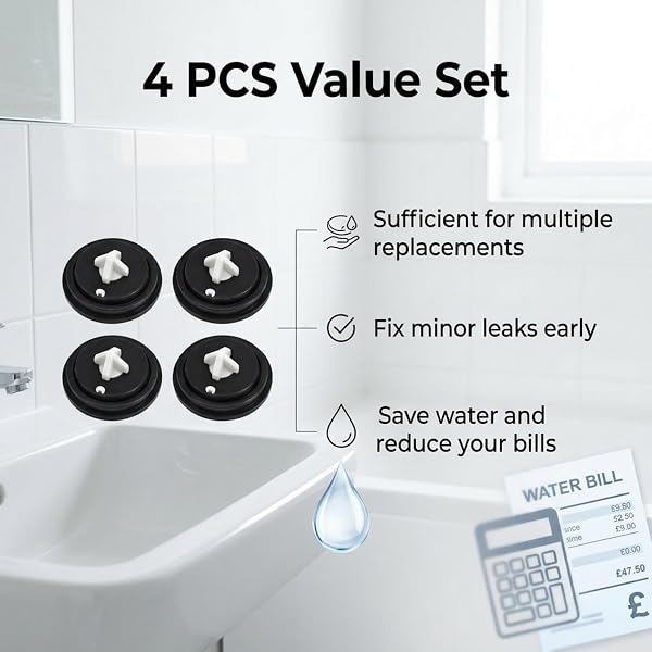 4 Pièces Rondelles de Joint Chasse d'Eau WC, Rondelle Caoutchouc pour Robinet Flotteur à Entrée Latérale, Flotteur Chasse D'eau pour Réparation Fuite et Entretien Toilettes - 2