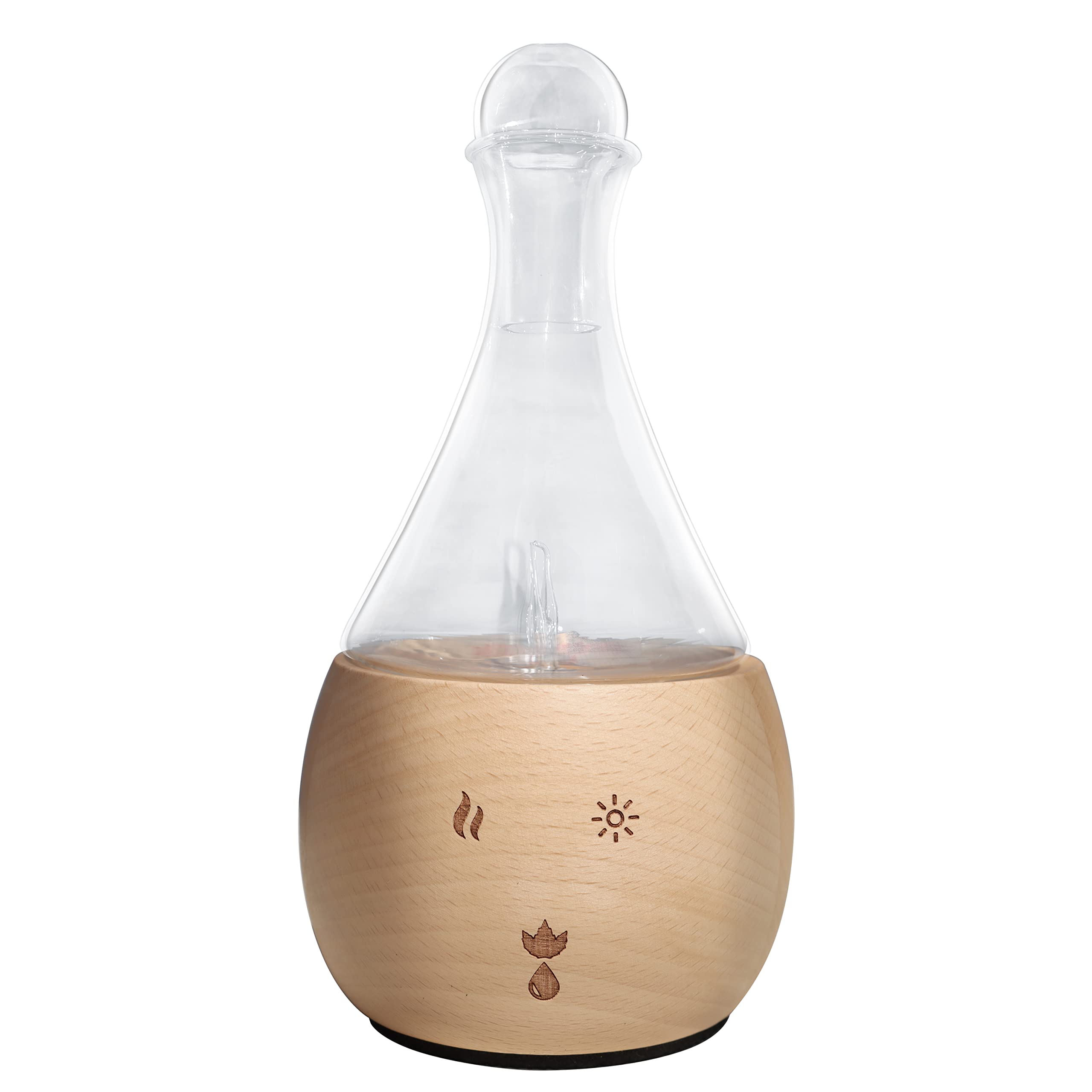 Pure Essential Oil Nebulizing Diffuser Made of Blank Wood and Glass. Waterless Oil Diffuser, No Heat, No Plastic oil contact, Classic Decorative Aromatherapy Vaporizer for Home or Healthcare Practice.