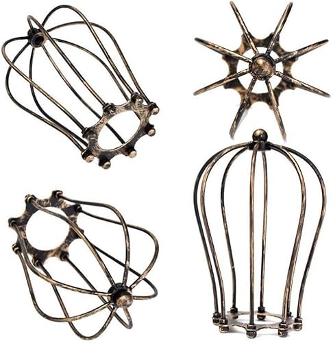 Miniatura 3 de OSALADI Pantalla de lámpara de hierro forjado, pantalla de jaula colgante de alambre de metal, lámpara de metal, protector de bombilla, soporte de