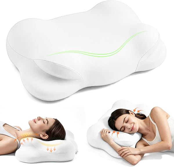 Melow Sleep Pillow, Memory Cloud Pillow, Ergonomic Pillows for Neck Pain Relief with Breathable Pillowcase, 3 Sleep Zones, 2 Types of Neck Support, Suitable for Back/Side/Stomach Sleeping. - 1