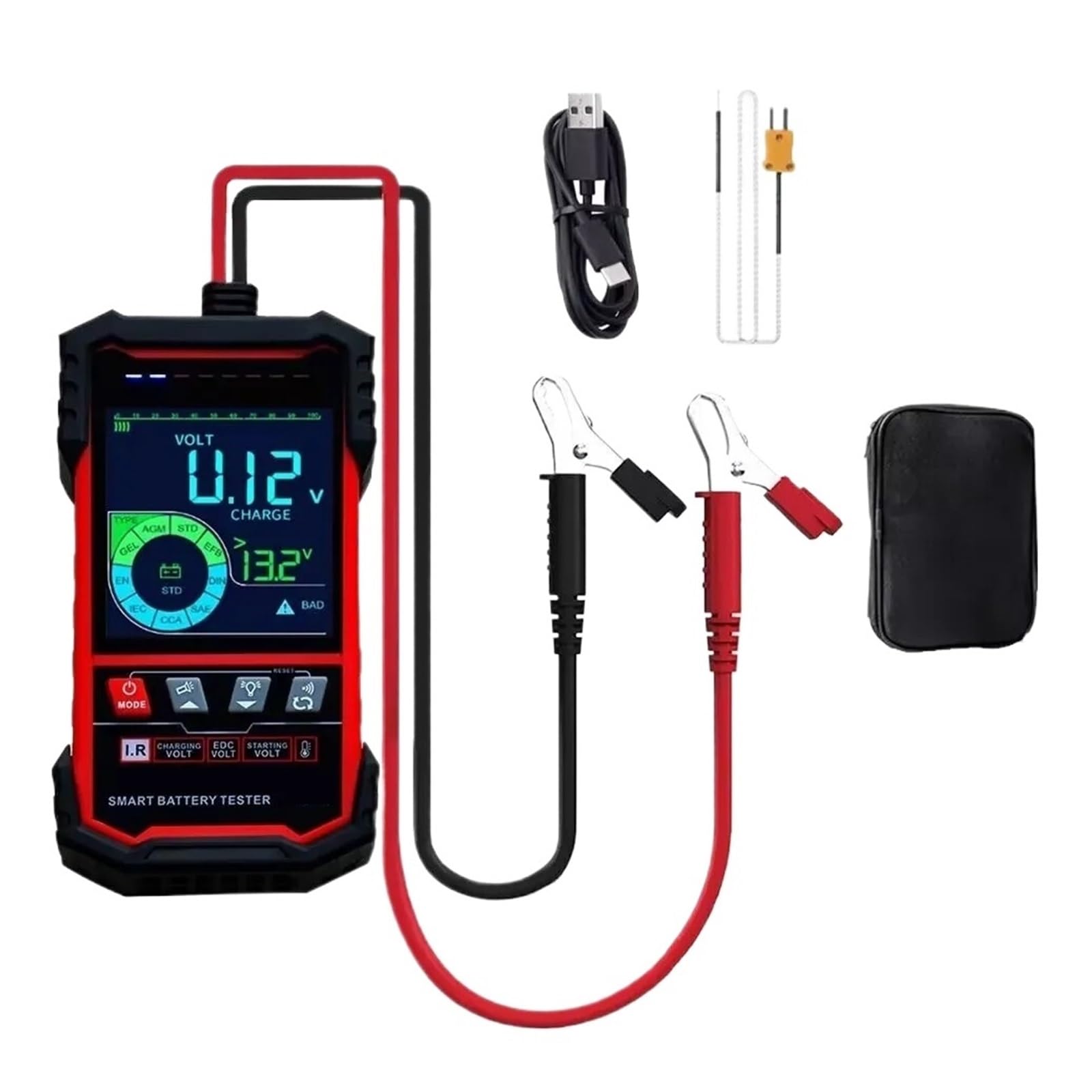 Comprobador De Baterias Probador De Batería De Coche De 12V Y 24V, Resistencia Interna, Prueba De Corriente De Descarga De Carga, Pantalla A Color De 3,2 Pulgadas, Herramientas De Diagnóstico Automáti
