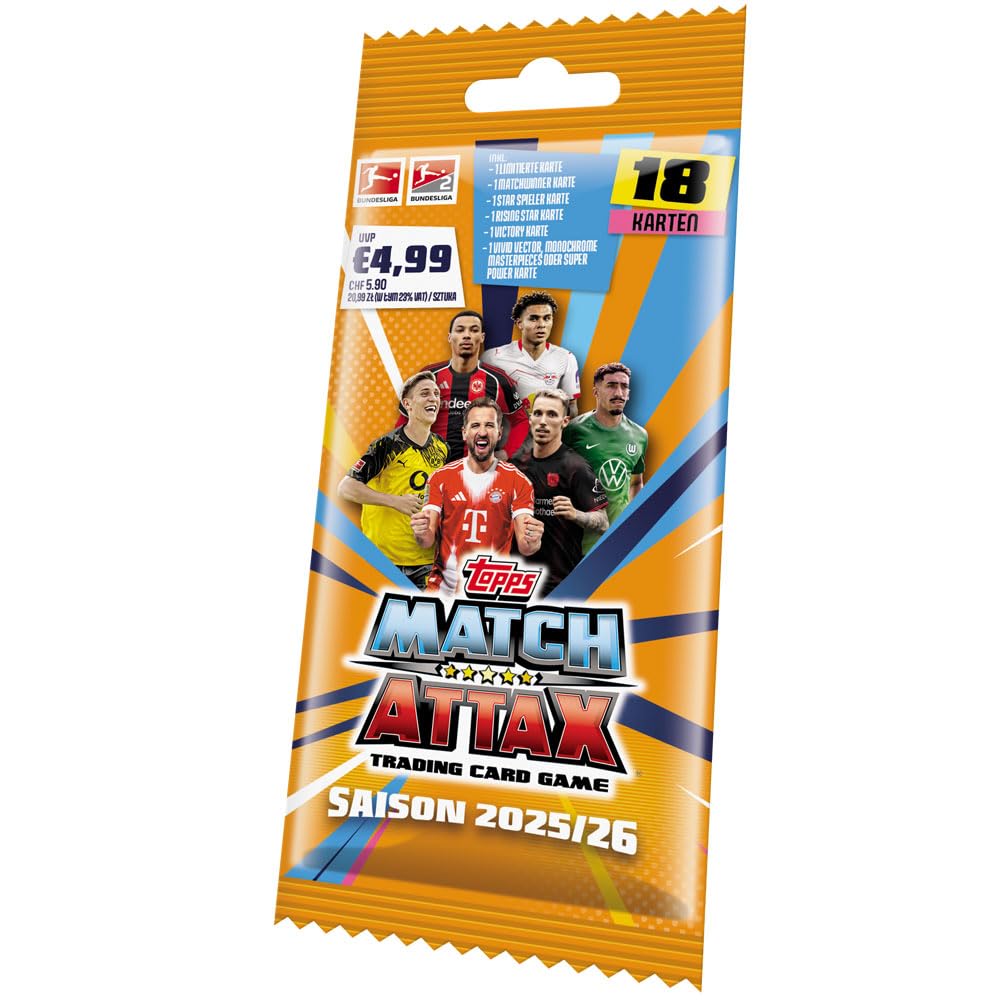 Bundle mit Topps Match Attax Bundesliga 2025/26-1 Power Pack Display + Exklusive Collect-it Hüllen