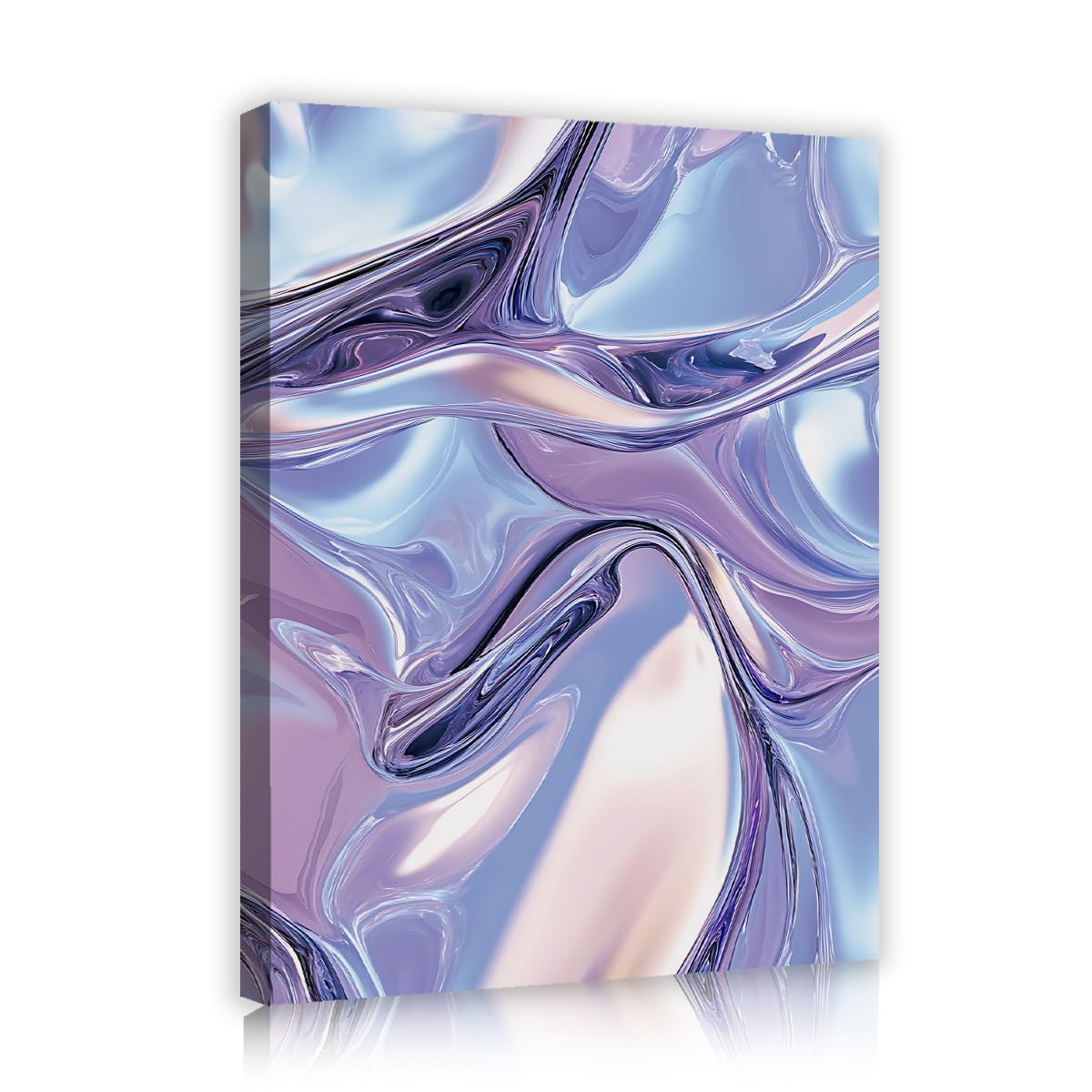TOANGWALL Canvas Wall Art Fluid Marble Poster Purple Metallic Wave Style Prints Abstract Liquid Swirl Picture Studio Guest Room Cloakroom Modern Minimalist Home Decor 70x85cm