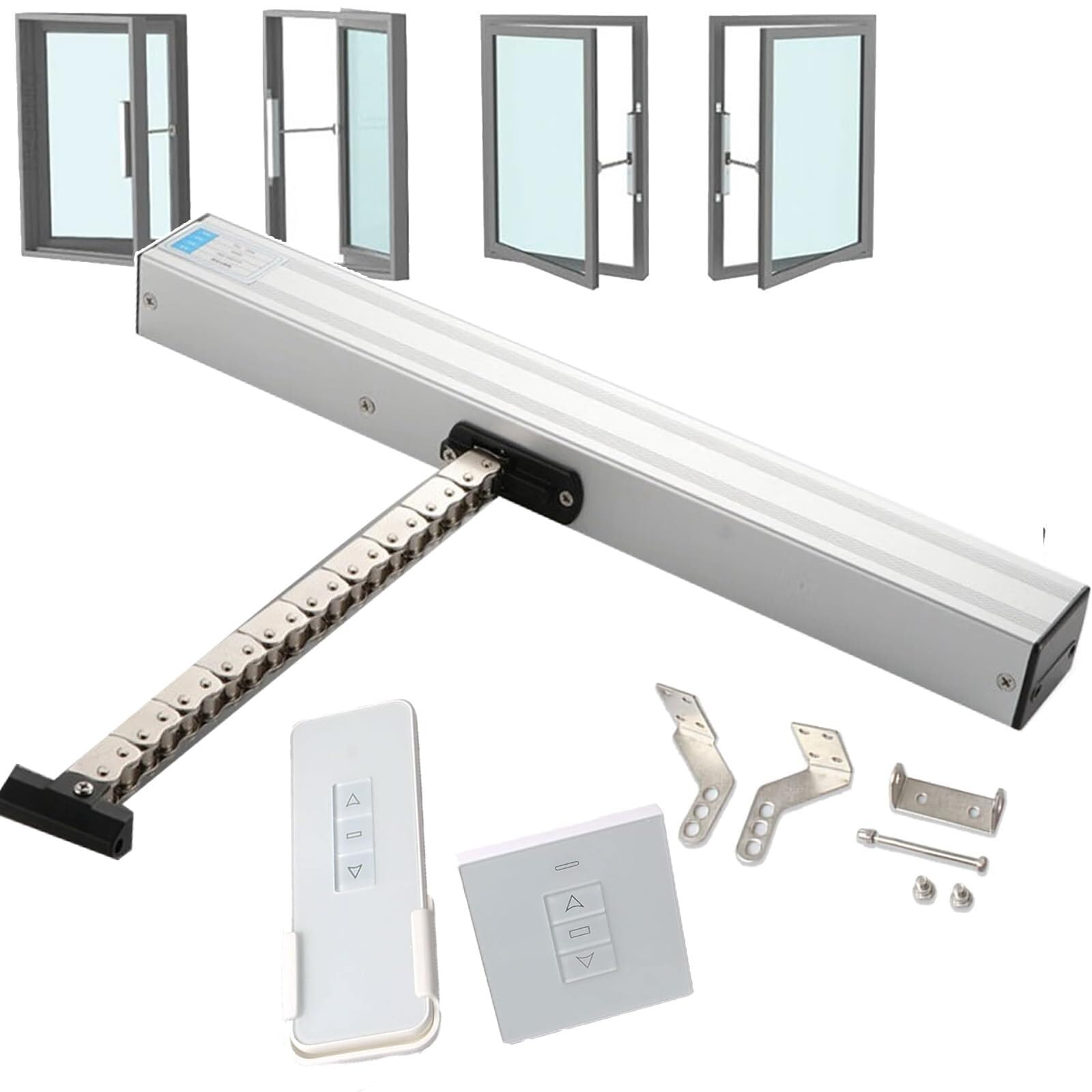 Abreventanas automático, abridor eléctrico de ventana de cadena con mando a distancia e interruptor de pared, apto para ventanas de techo e invernaderos, rango de viaje de 300 mm a 800 mm