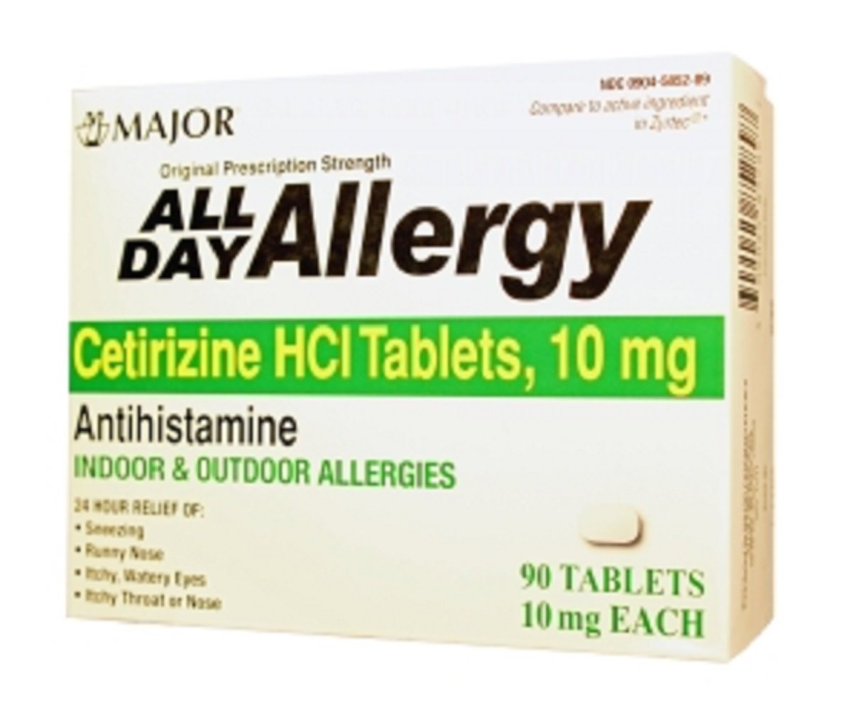 MAJOR All Day Allergy 24HR TAB CETIRIZINE HCL-10 MG White 90 Tablets UPC 309045852897