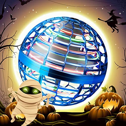 Flying Orb, 2021 Rechargeable Cool Flying Nebula Orb Toy Hover Ball, Led Lights Boomerang Fidget Soaring Ball Outdoor Indoor Magic Floating Fly Space Spinner Drone for Kids (Blue(F))