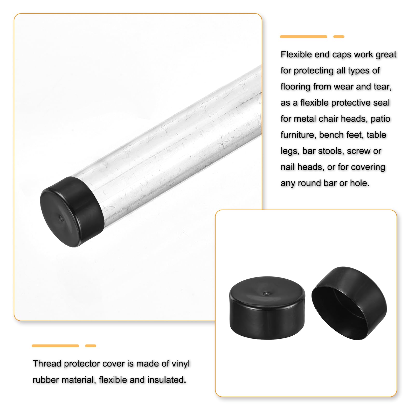 QUARKZMAN 120 mm (4 3/4") gumowe korki okrągłe winylowe do rur ogrodzeń słupki do rur meble balustrady kolor czarny