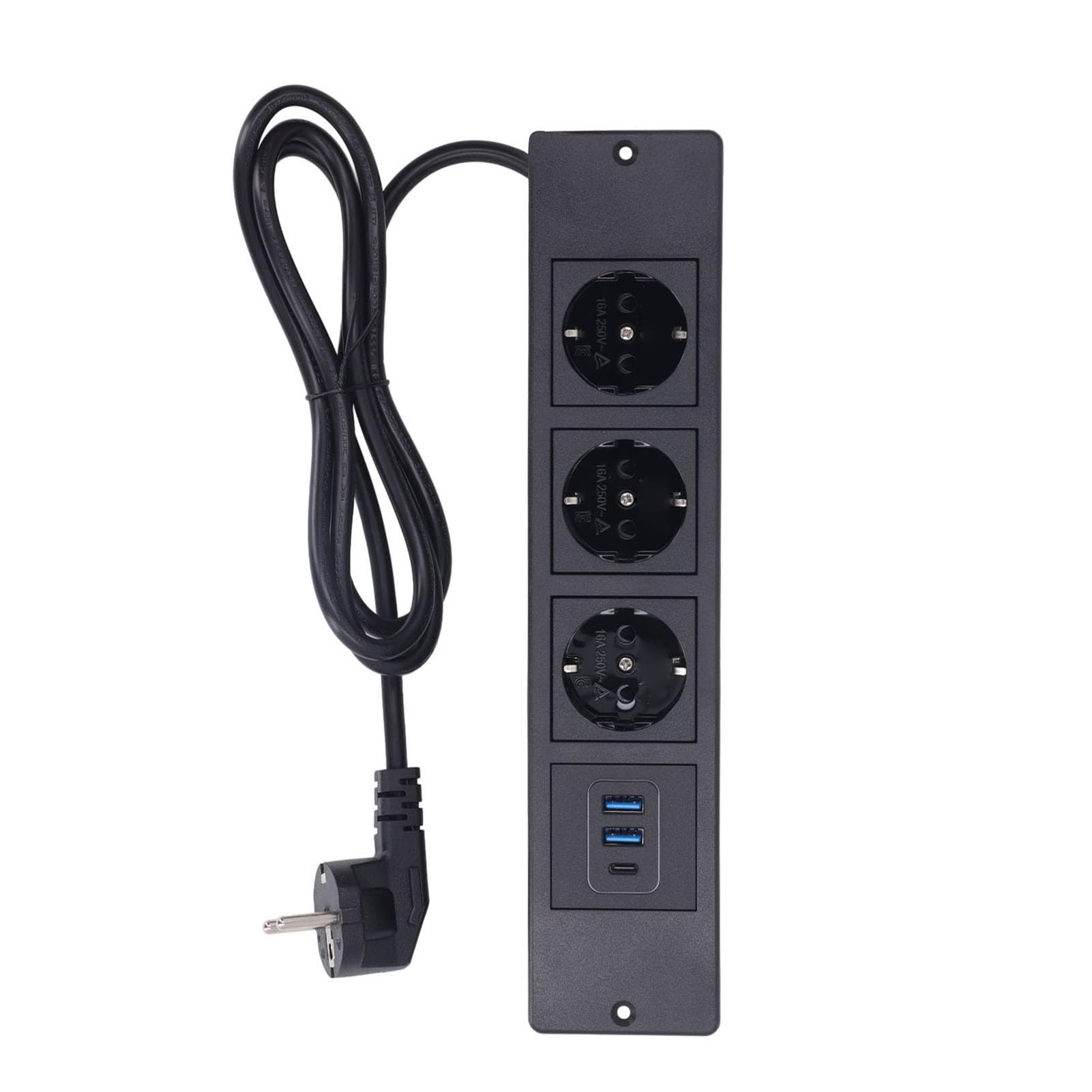 Sxhlseller Multipresa da Scrivania per PC Presa da Incasso Ignifuga USB Multipresa con 3 Prese 2 Porte USB A 1 C Porte PD20W per Tavolini con Cassetti (BLACK)