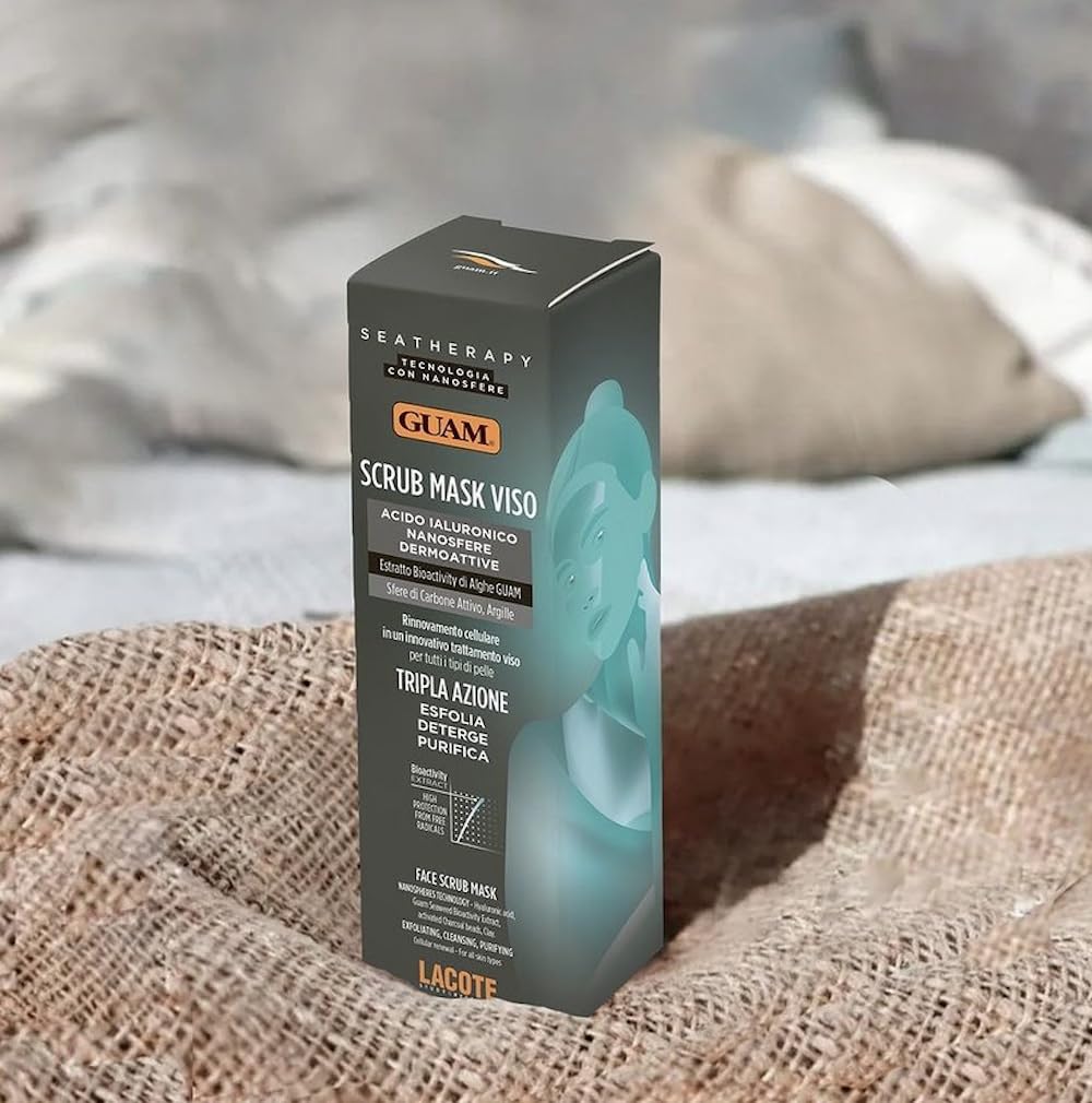 Guam SeaTherapy Face Scrub Mask Triple Action with Charcoal Spheres 2.5oz