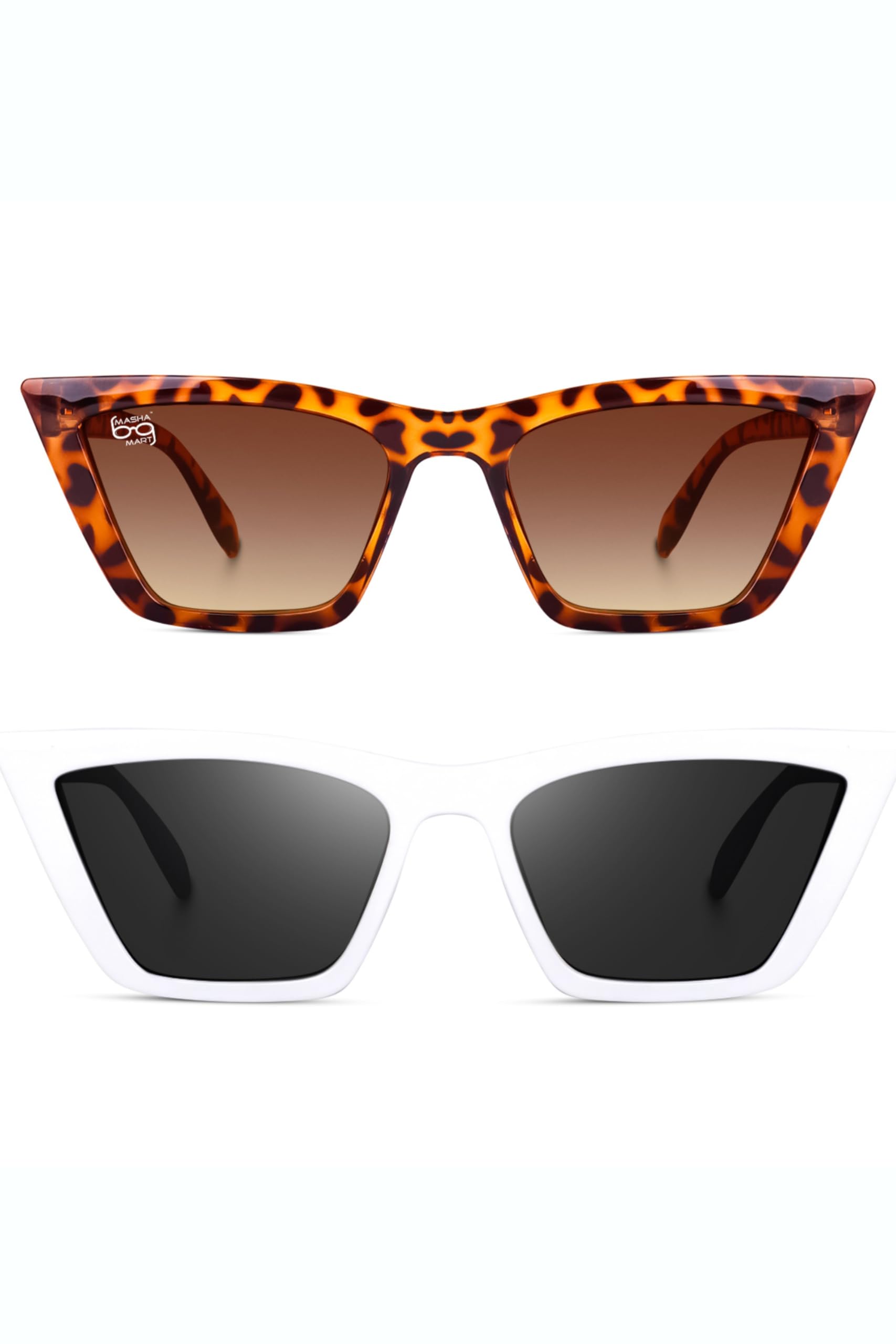 Cat Eye Sunglasses for Women, Retro Style, 2 Pairs, Leopord and White-image-41