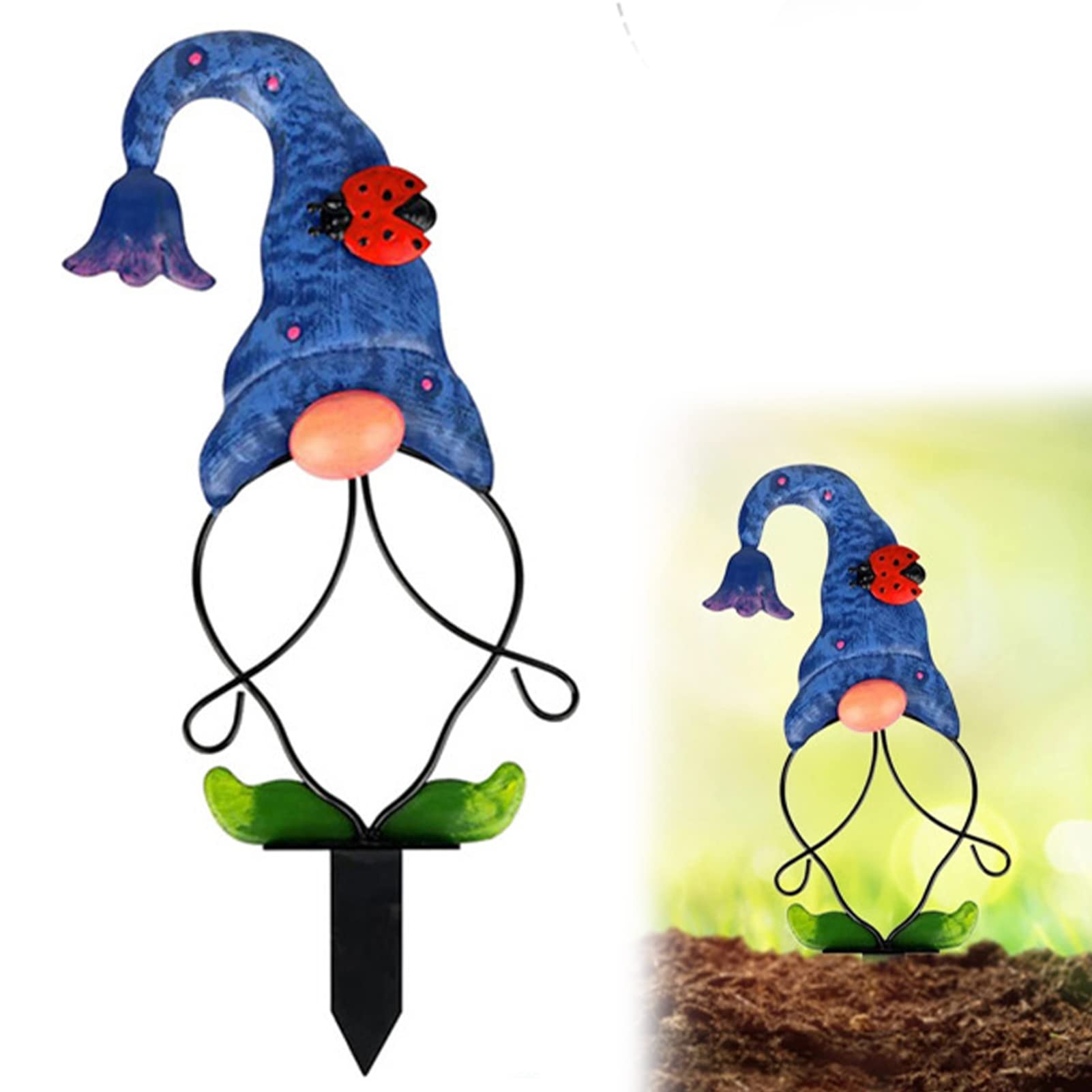 Jauhmui Metal Gartenstecker,Enang-Deko Figuren,Gartenenang Figuren,Metall Gartenfiguren Kunstdekoraen,große MetallHofkunst,Gartendeko für Garten Outdoor AußenGarten Terrasse und Balkon (Blau)