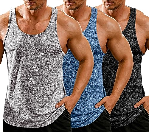 COOFANDY Men's 3 Pack Gym Tank Tops Y-Back Workout Muscle Tee Training Bodybuilding Fitness Sleeveless T Shirts