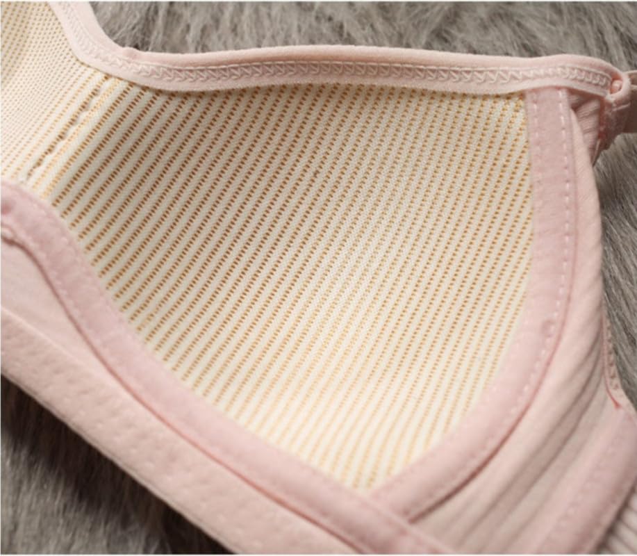 Summer Cotton Bra for Girls Small Cup 3/4 Coverage Detachable Strap School Underwear, Coral Red Glossy Stripes3