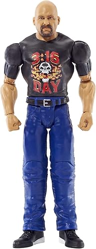Mattel Figura de acción básica de la WWE, Stone Cold Steve Austin, coleccionable de 6 pulgadas para edades de 6 años en adelante