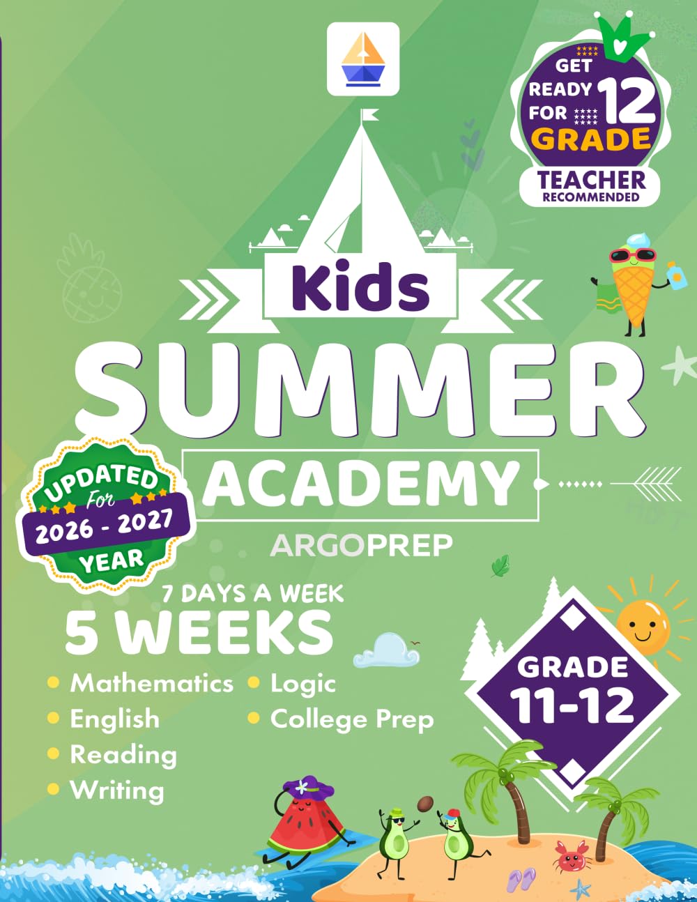 Kids Summer Academy by ArgoPrep - Grades 11-12: 5 Weeks of Math, Reading, Science, Logic, and Fitness | Online Access Included | Prevent Summer Learning Loss