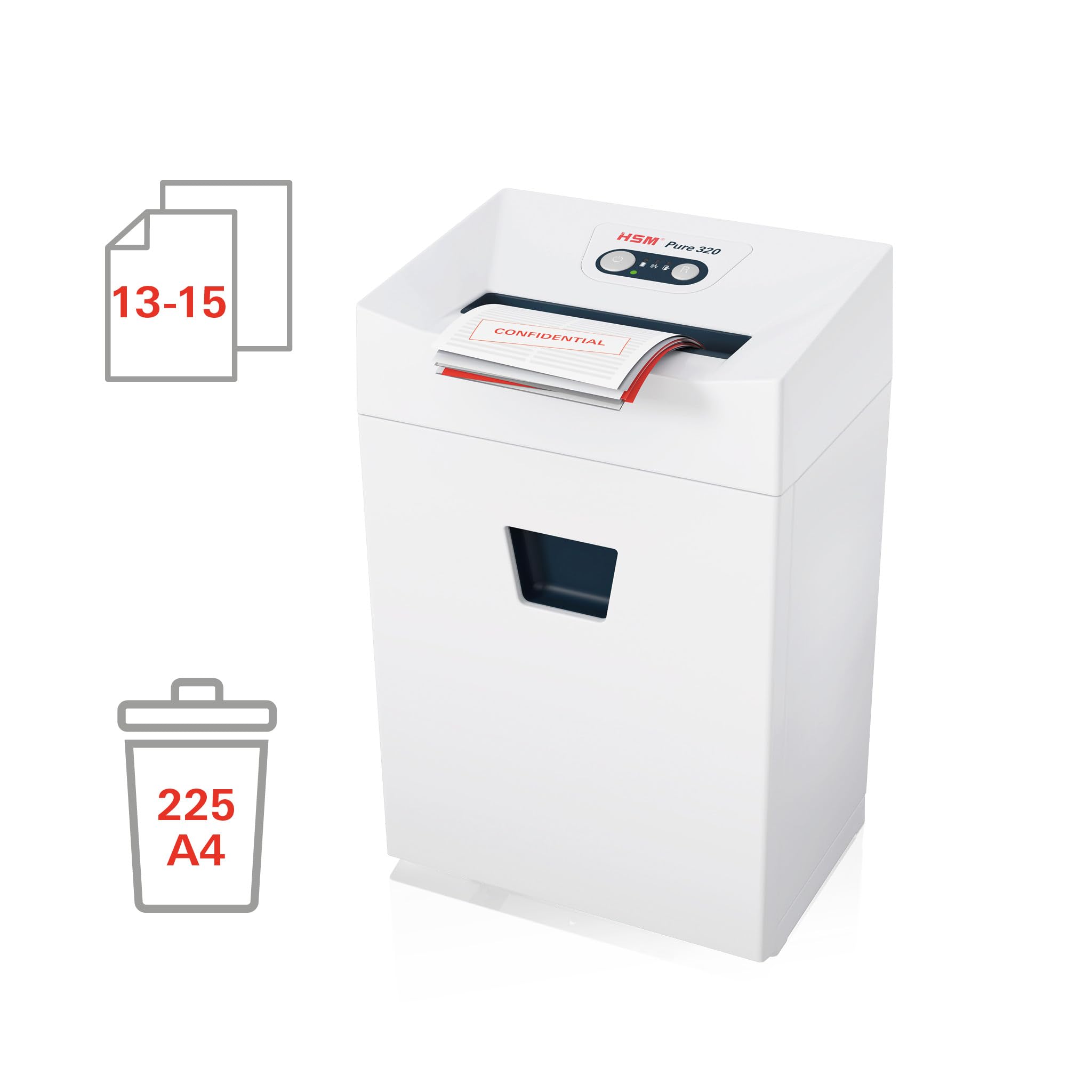 HSM Pure 320 2330121 Distruggidocumenti da 3,9 mm, Bianco