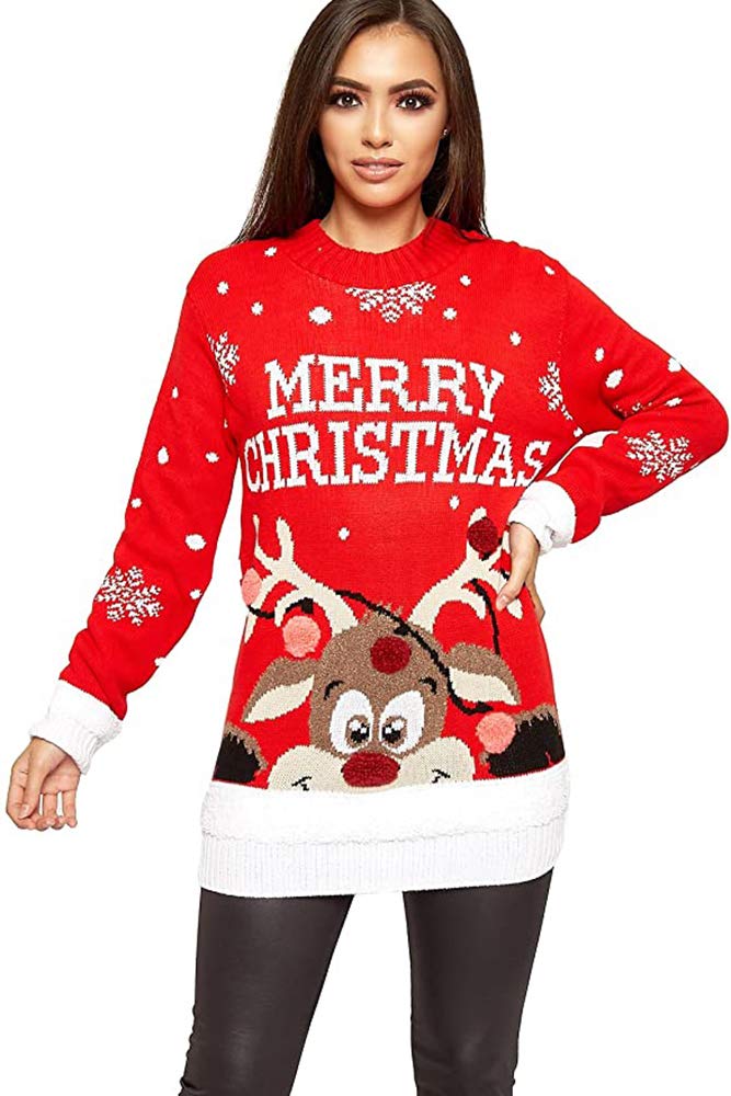 Star Fashionwomen Ladies Men Unisex Christmas Jumper Knitted Xmas