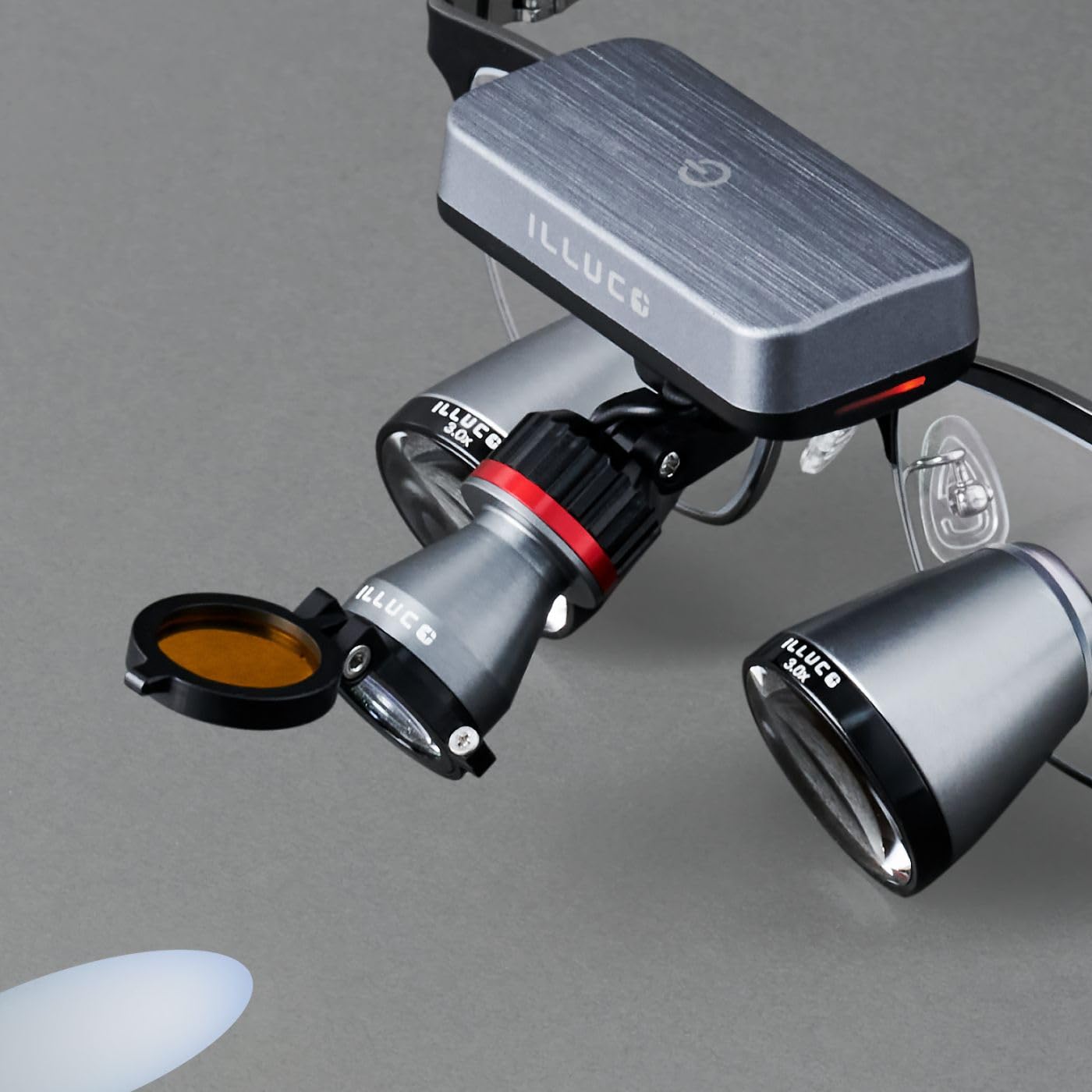 ILLUCO Wireless Headlight (Gray) for Dental Loupe, Head Light, Headlamp for Dental Surgical Medical Binocular Loupe with 2 Hours Battery up to 35,000 LUX, Light Weight Design 40g