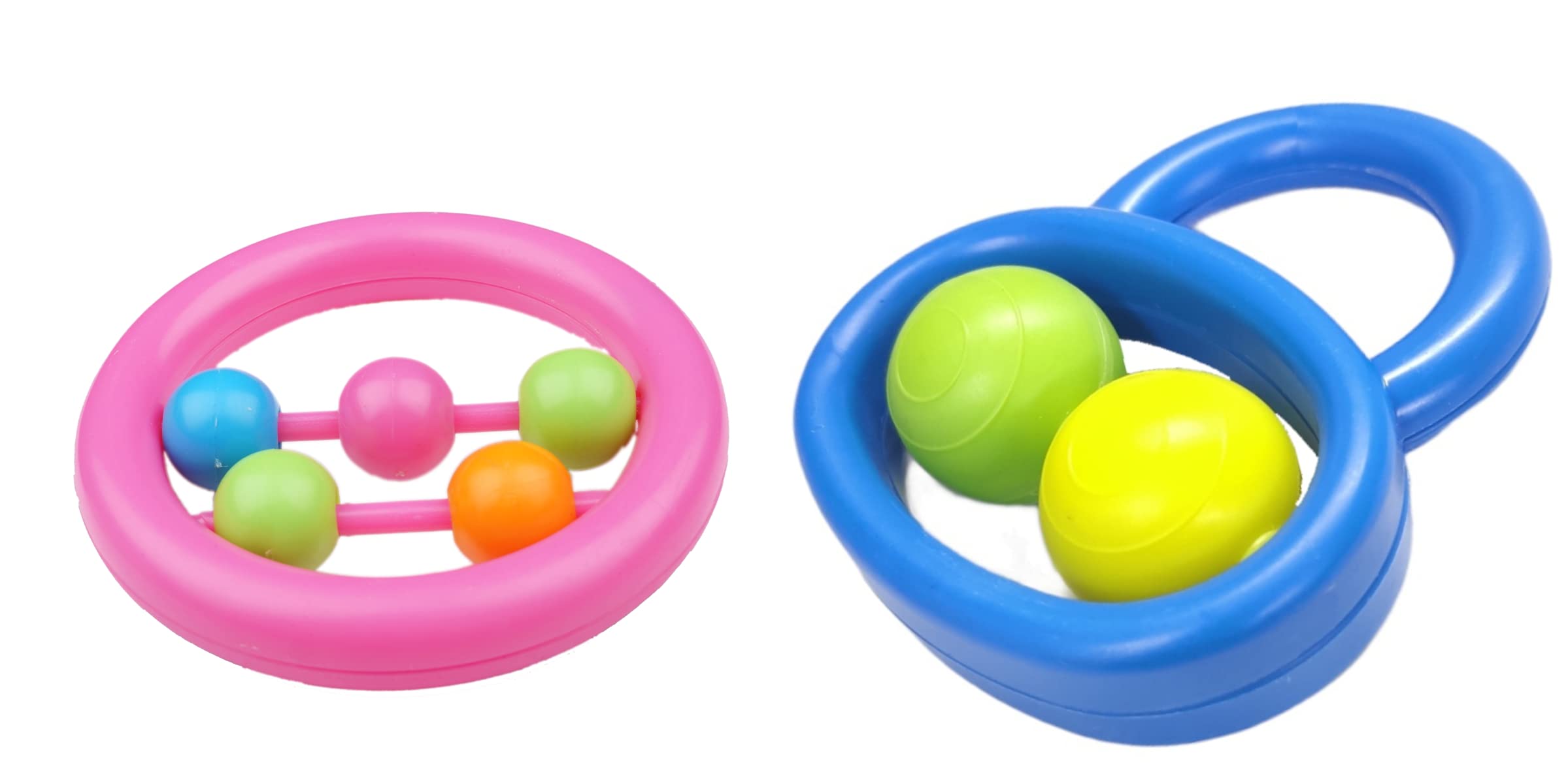 Little Innocents BPA-Free Non Toxic Colorful Plastic Shake & Grab Rattles for Babies & Infants, Early Age Toys for New Borns (Set of 2, Multicolor)