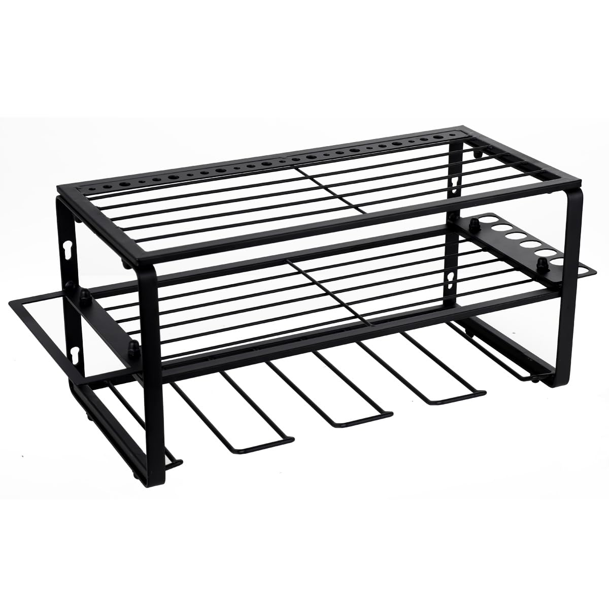 L-home Electric Drill Storage Rack, Wall Mount Drill Holder Charging Station Power Tool Organizer Storage Rack Cordless Battery Tool Shelving with Side Screwdriver Rack for Garage, Workshop
