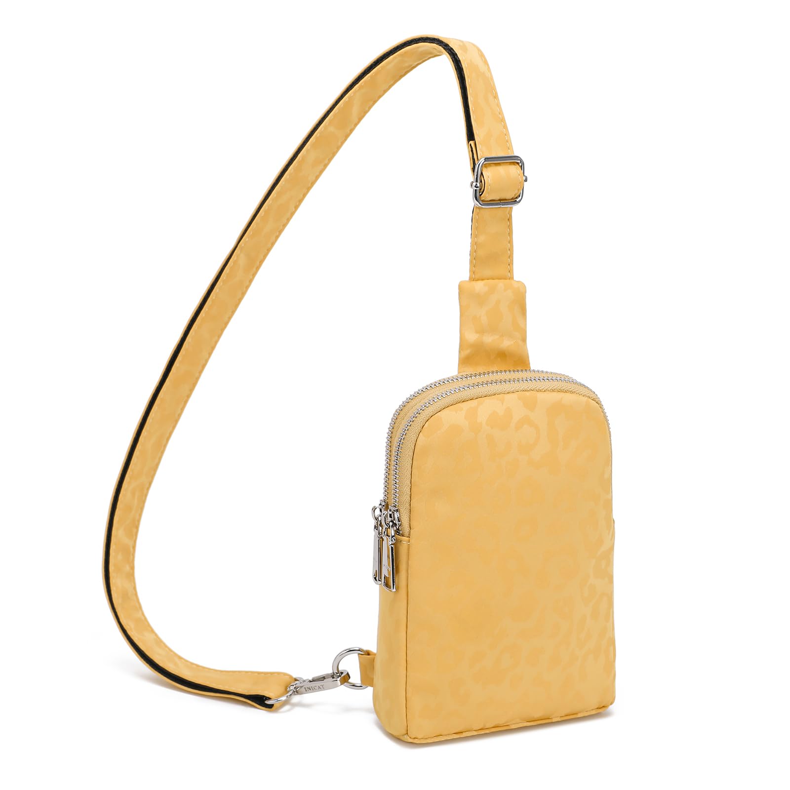 INICAT Small Crossbody Sling Bag Chest Bag Travel Shoulder Purses for Women(Leopard Yellow)