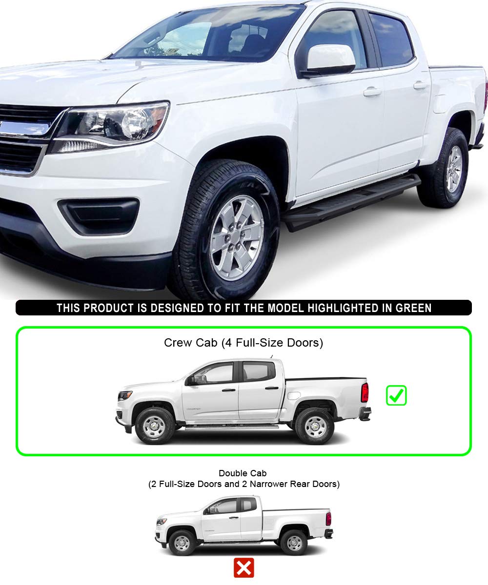 APS 6.5in Side Armor 304 Stainless Steel Running Boards Compatible with Chevy Colorado GMC Canyon 2015-2025 Crew Cab (Nerf Bars Side Steps Side Bars)