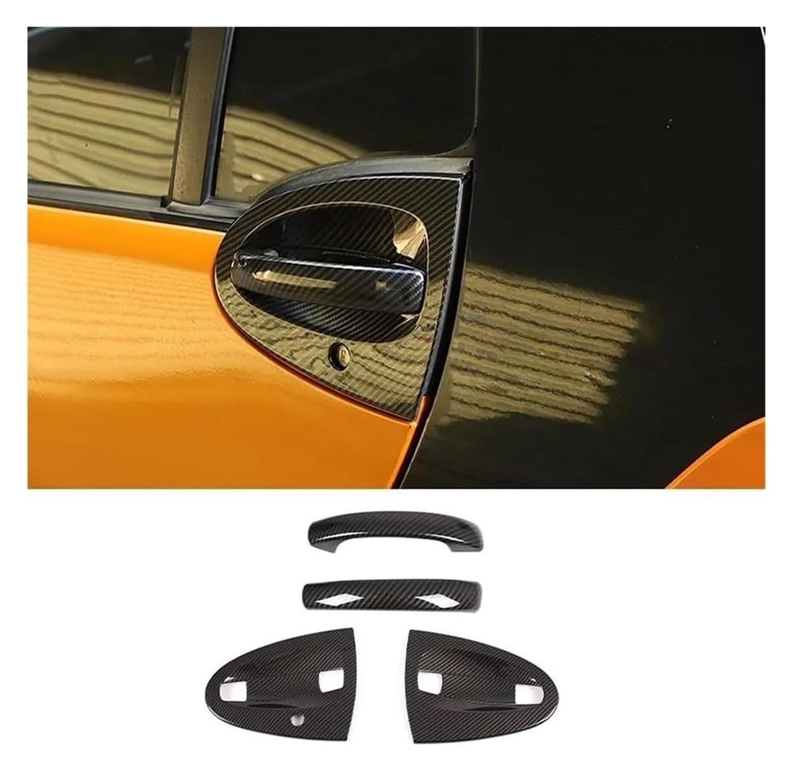 QWQTHGS Car Exterior Door Handle Cap for Benz for Smart 451 for Fortwo 2009-2015 Car Trim Exterior Door Handle Cover(4pcs Carbon Fiber)
