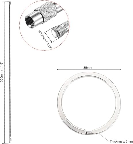 Miniatura 2 de MECCANIXITY Cables de llavero de alambre de acero inoxidable de 12 "lazo recubierto de PVC negro, 4 piezas, llavero dividido de 1.4 pulgadas,