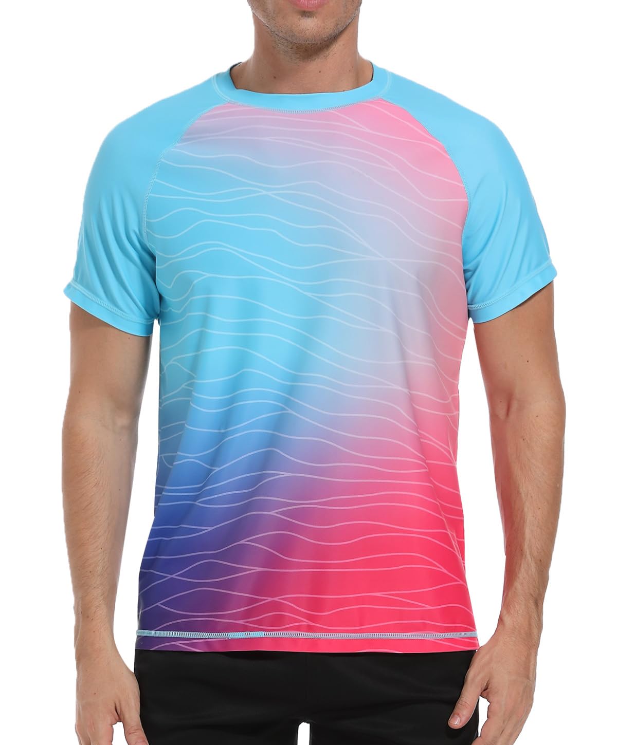 VAYAGER Herren UV Shirt Rash Guard T-Shirt Schwimm Shirt UPF 50+ Badeshirts,schnell trocknend, lockere Passform, Wassersurf-Shirt
