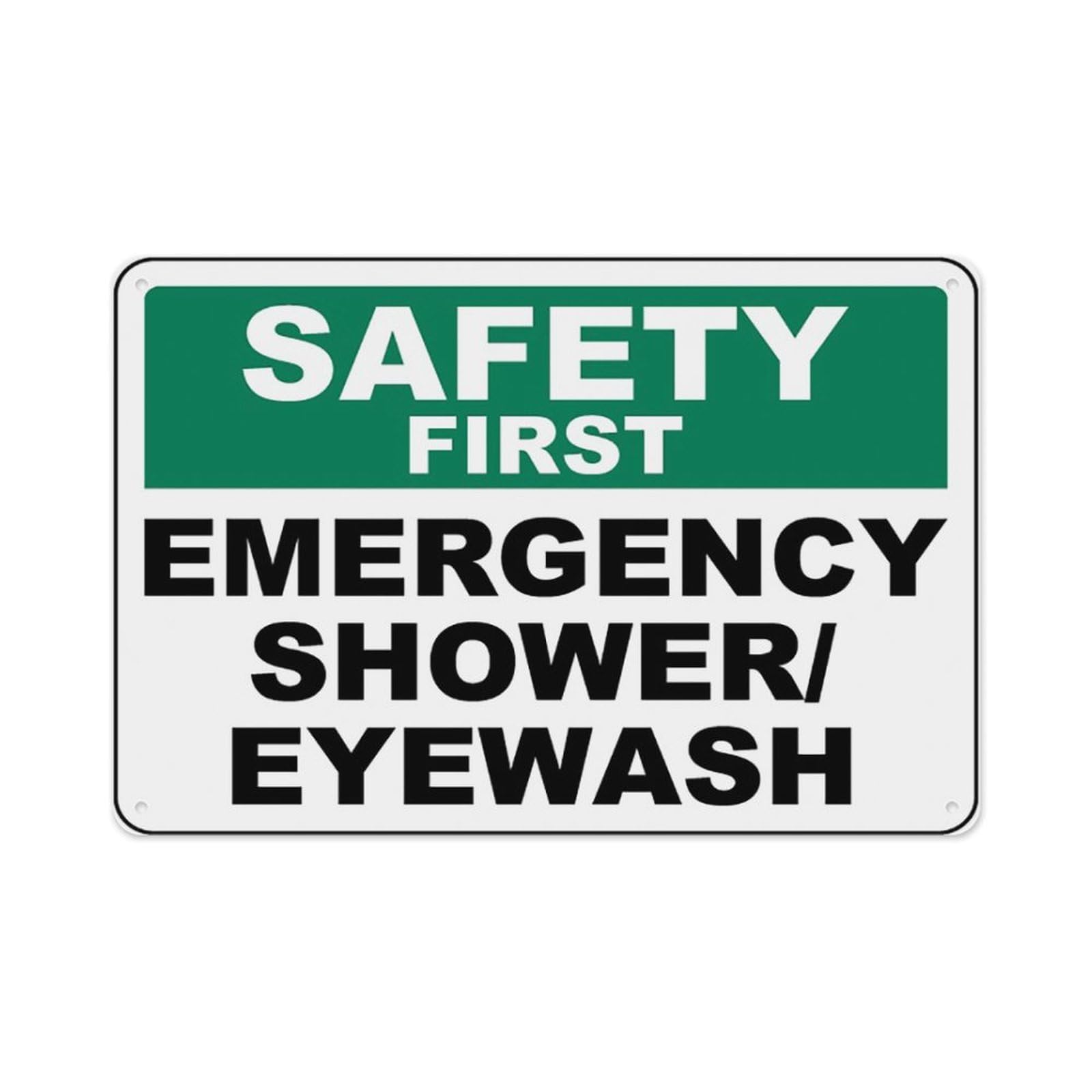 peiyeety Emergency Shower And Eye Wash Sign Aluminum Tin Warning Signs For Home Outdoor Garden 8X12 Inches