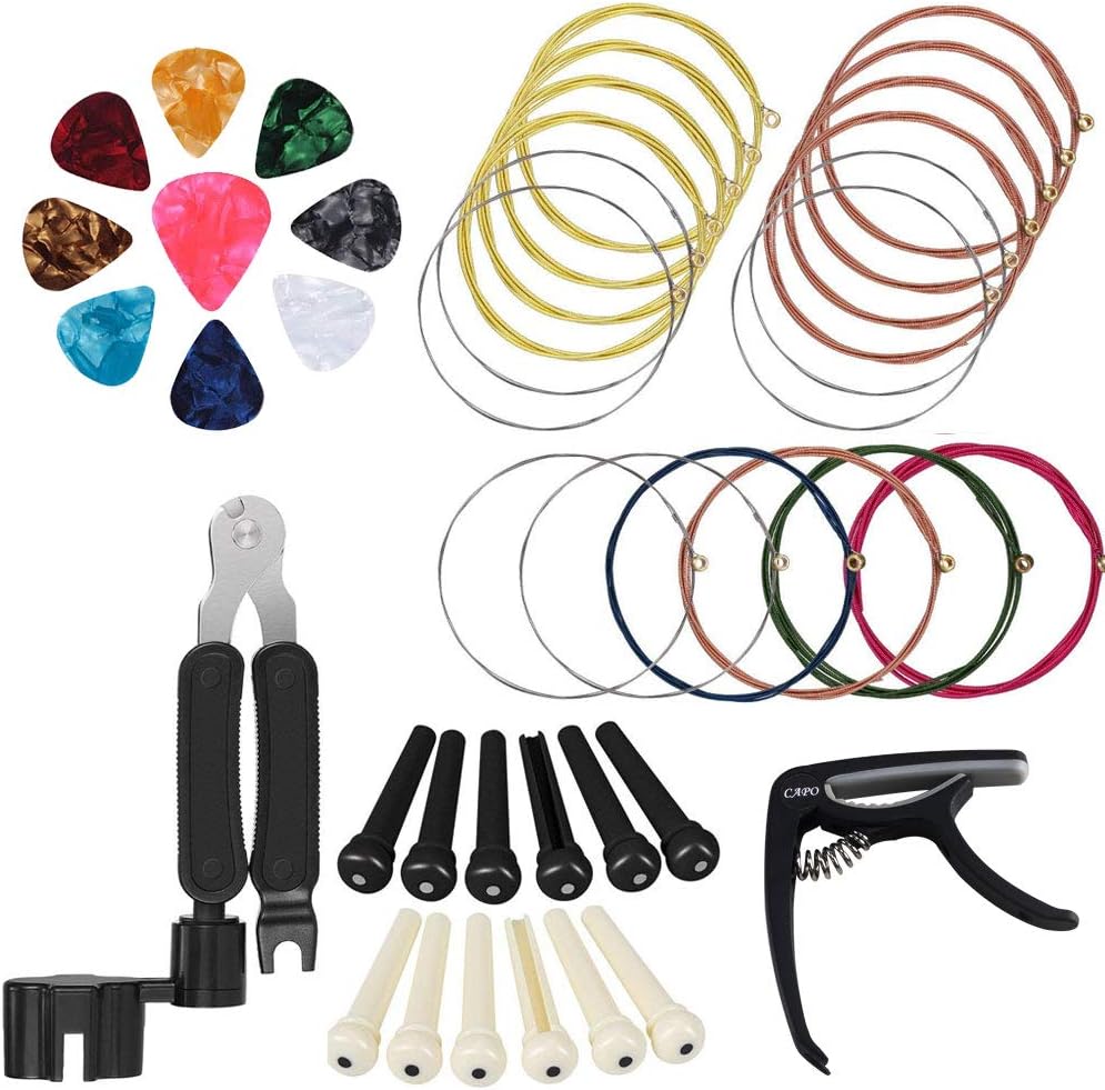 ETSAMOR 26pcs Replacement Steel String Guitar Strings Changing Kit with 3 in 1