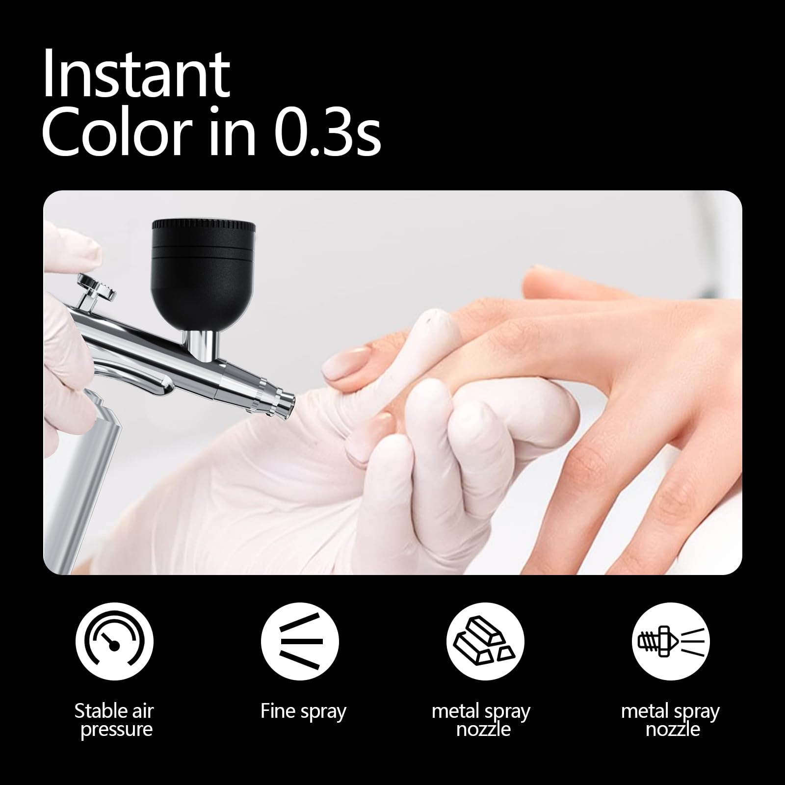 Airbrush-Kit Airbrush-Kit mit Luftkompressor, Nagelfarbe, kabellose Luftbürste für Friseur, Nagelkunst, Kuchendekoration, Make-up, Modellmalerei (Silber Schwarz)