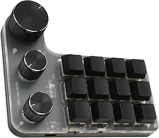 Bewinner Mini Macro Mechanical Gaming Keyboard, 12 Keys 3 Knobs One Handed USB PC Keypad, Programmable Shortcut Custom Function Keyboard for Game Office (Wireless BT(Inbuilt Battery