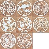 8Pcs Creative DIY Plastic Stencil Plant Flower Pattern Template Reusable Round Painting Journal...