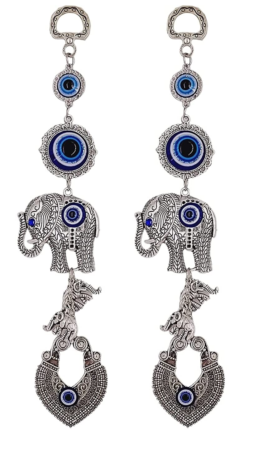 Evil Eye Hanging for Home Entrance Door Decoration, Nazar Battu for Home Protection, Good Luck Charm and Prosperity at Office and Home (Elephant)