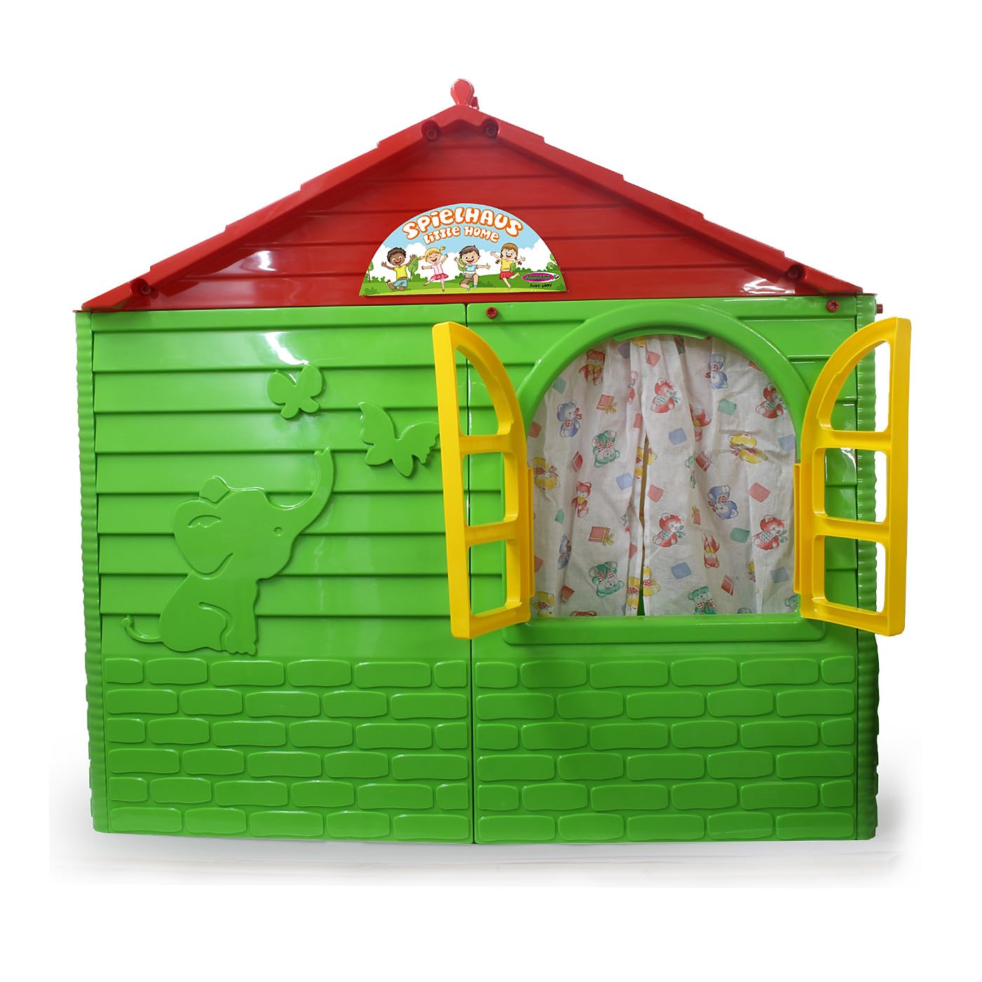 JAMARA Little Home Casa De Juegos De Plástico – Resistente Y Fácil De Montar, Con Puertas Y Ventanas Que Se Abren, Ideal Para Interiores Y Exteriores, Para Niños Desde 1.5 Años