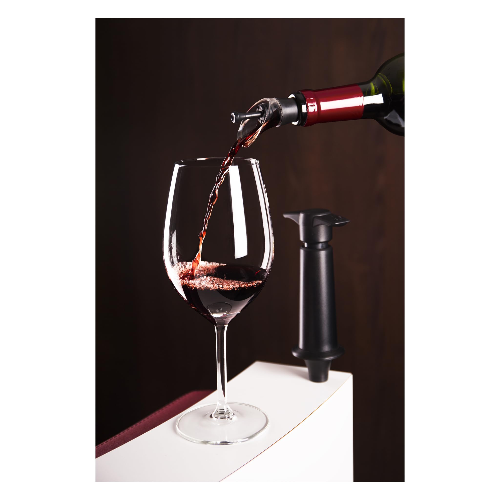 Vacu Vin Wine Server & Stopper, Set of 2, 3.2 x 8 x 15.6 cm, Black - Image 2
