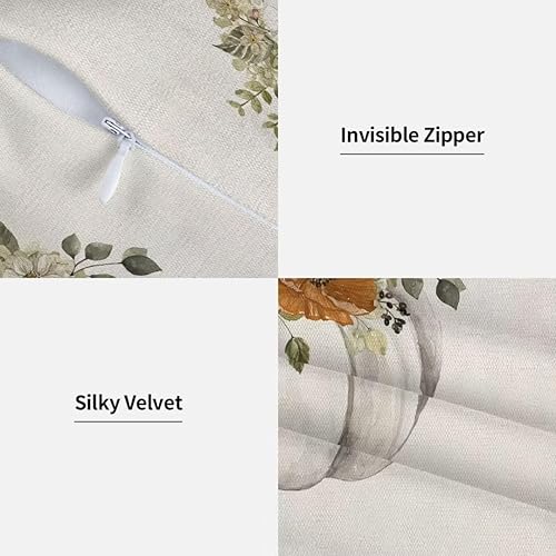 Miniatura 4 de Juego de 2 fundas de almohada de otoño de 18 x 18 pulgadas, con estampado de naranja quemado de calabaza otoñal, fundas decorativas para cojín de