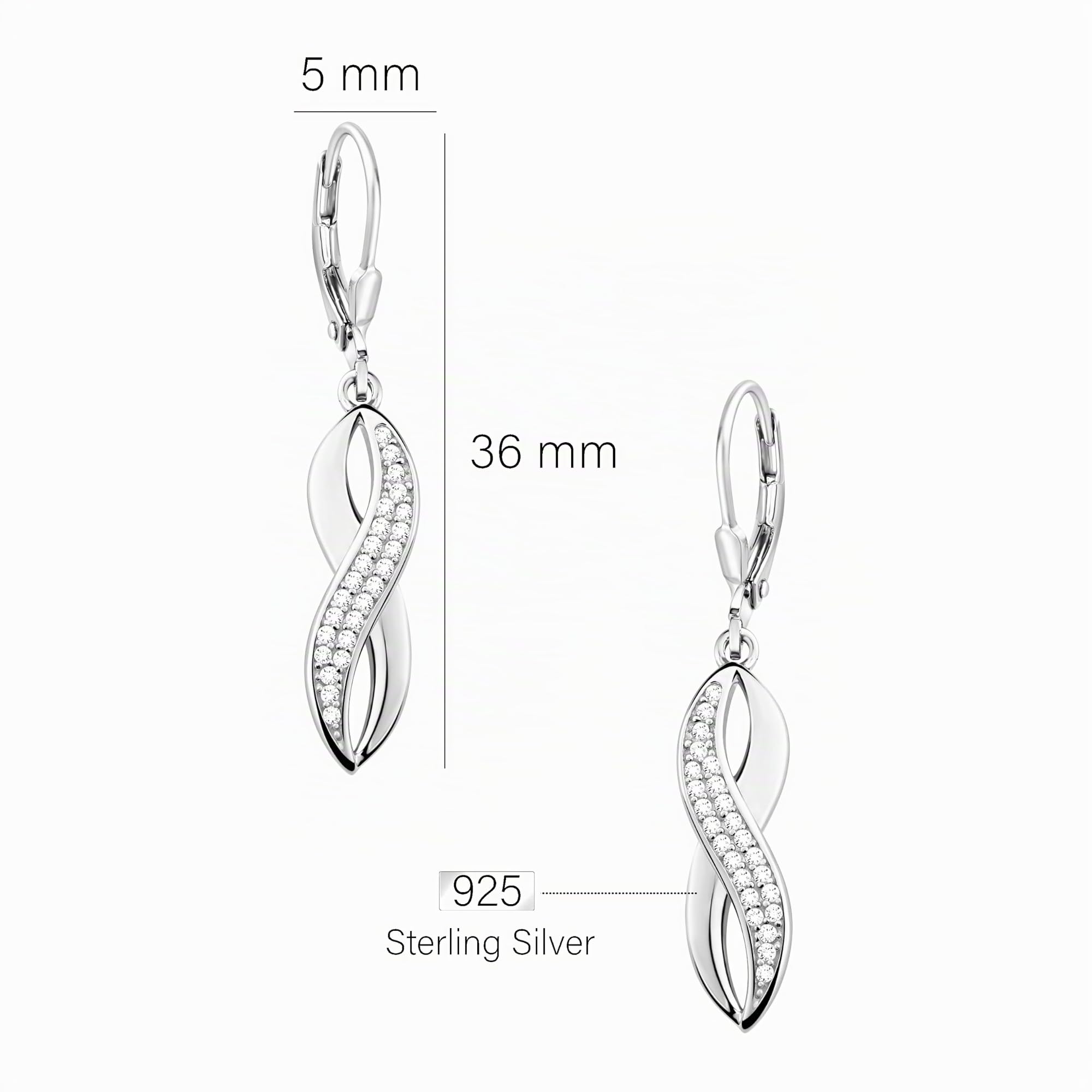 SOFIA MILANI - Orecchini da Donna in Argento 925 - con Pietra Zircone - Orecchino Pendente ad Infinito