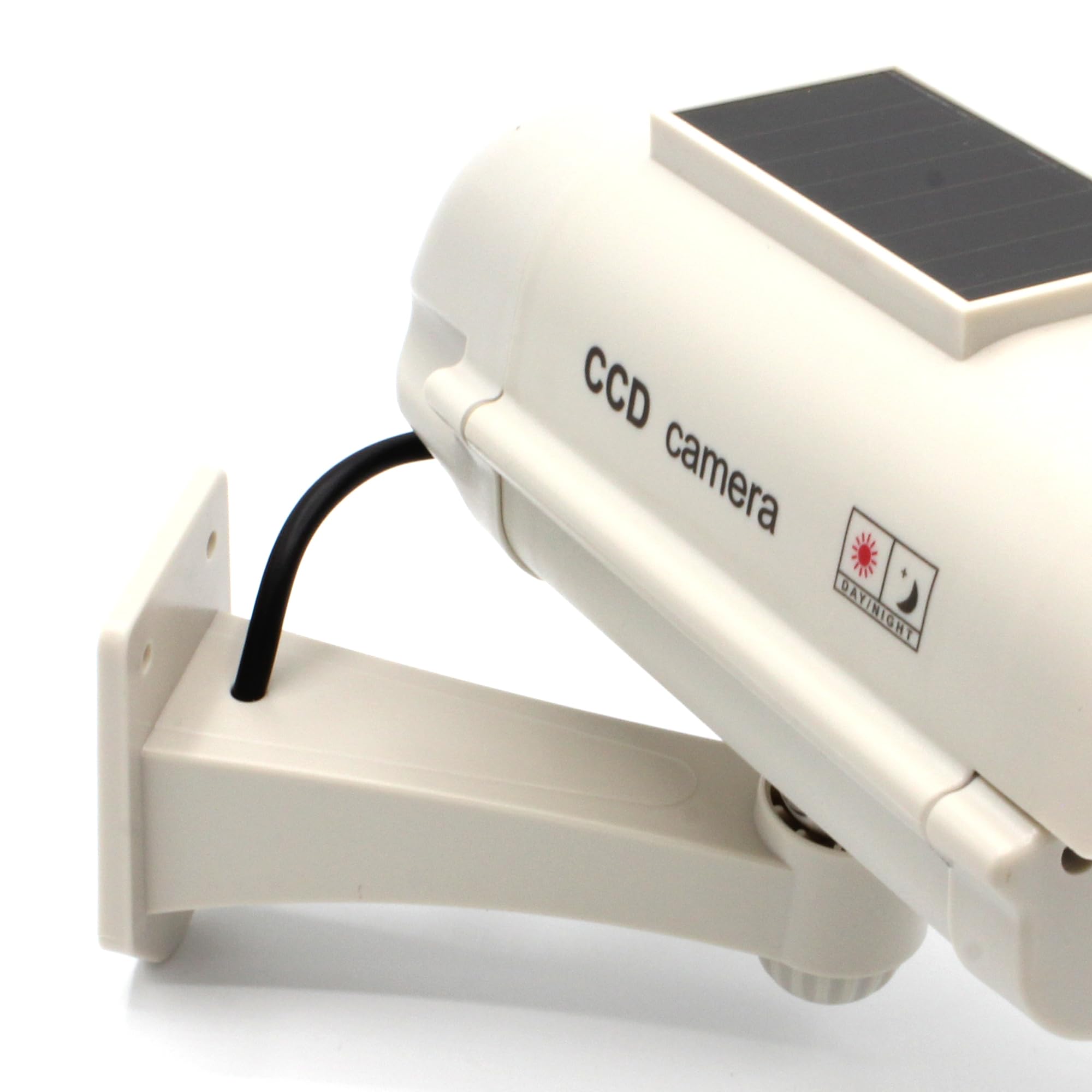 Fishtec ® Camera Factice Extérieur - Fausse Caméra de Vidéosurveillance avec LED Clignotante - Panneau Solaire - Usage Extérieur/Intérieur - Blanc