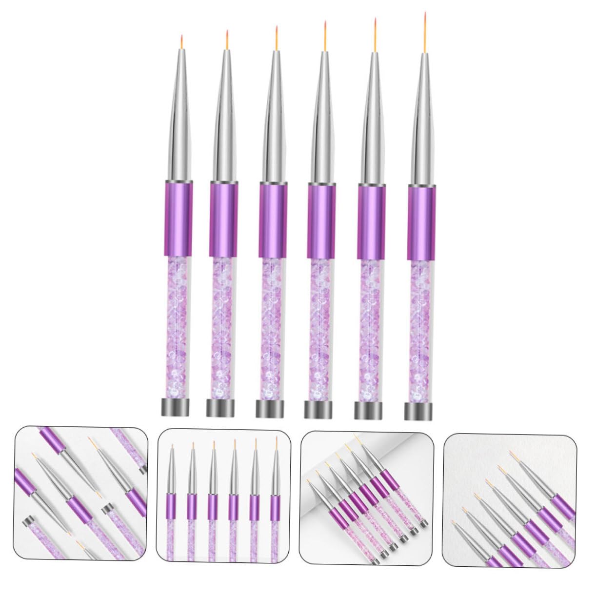 6 piezas Pinceles de de Uñas Herramientas de Dibujo para Decoración de Uñas Pinceles de Liner para Manicura DIY Diseño Elegante y Práctico