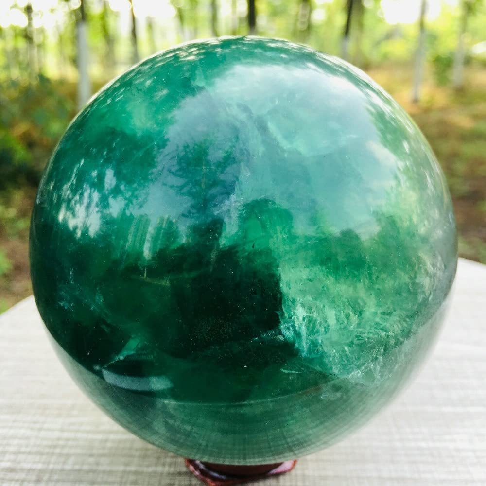 Medytacja dom Naturalna zielona kula fluorytowa kryształ leczniczy kamień szlachetny kula Reiki (rozmiar: 200-250 g)