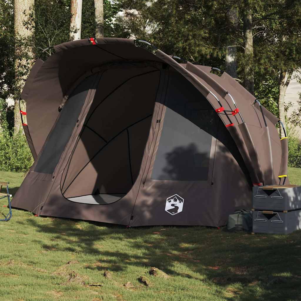 vidaXL Tienda de Pesca para 5 Personas Impermeable marrón, Tienda de campaña, Refugio de Pesca, Refugio de Camping, Tienda de Camping